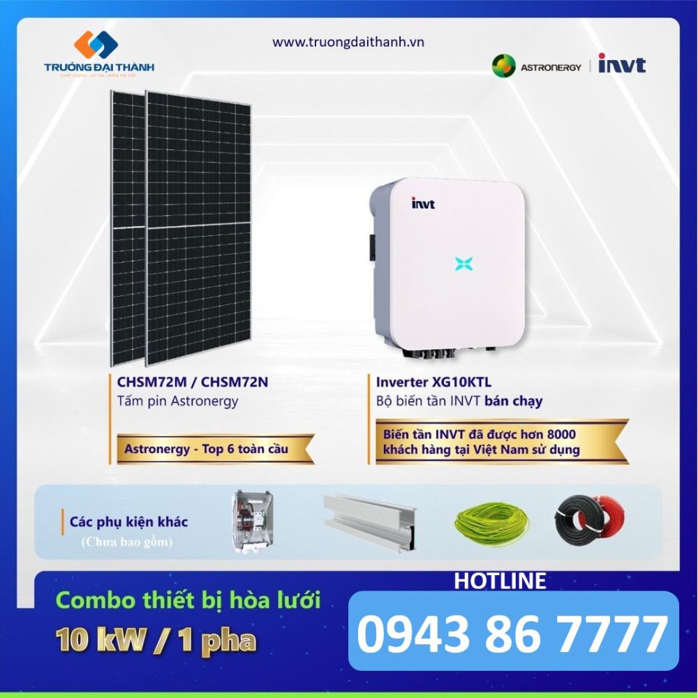 Combo Thiết Bị Hoà Lưới Tấm Pin CHSM72M & Inverter XG10KTL